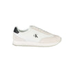 White Leather Men SneakerEmbrace the perfect fusion of comfort and style with the Calvin Klein sports sneakers. Punctuated by striking black details, these lace-ups boast a sleek silhouette complemented by a bold logo print that makes a statement on the m