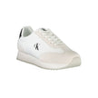 White Leather Men SneakerEmbrace the perfect fusion of comfort and style with the Calvin Klein sports sneakers. Punctuated by striking black details, these lace-ups boast a sleek silhouette complemented by a bold logo print that makes a statement on the m
