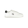 White Leather Men SneakerElevate your sneaker game with this striking pair from Calvin Klein. Crafted with meticulous attention to detail, these shoes boast contrasting black accents that command attention. The removable footbed ensures custom comfort, wh