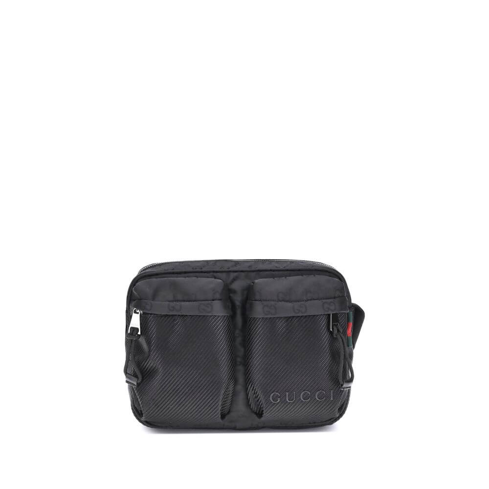 Black Polyester Shoulder BagThe Gucci Nexus Small Shoulder Bag is a practical and modern accessory. Made of durable black GG Nylon, it features the iconic green and red Web motif label and tone-on-tone Gucci logo, enhancing its discreet yet recognizable d