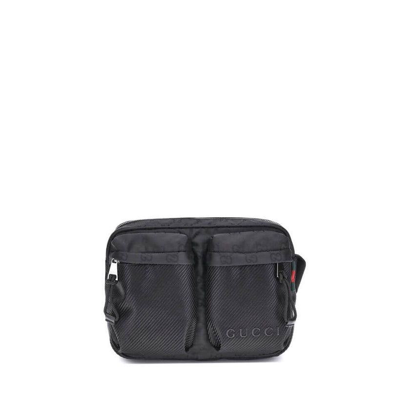 Black Polyester Shoulder BagThe Gucci Nexus Small Shoulder Bag is a practical and modern accessory. Made of durable black GG Nylon, it features the iconic green and red Web motif label and tone-on-tone Gucci logo, enhancing its discreet yet recognizable d
