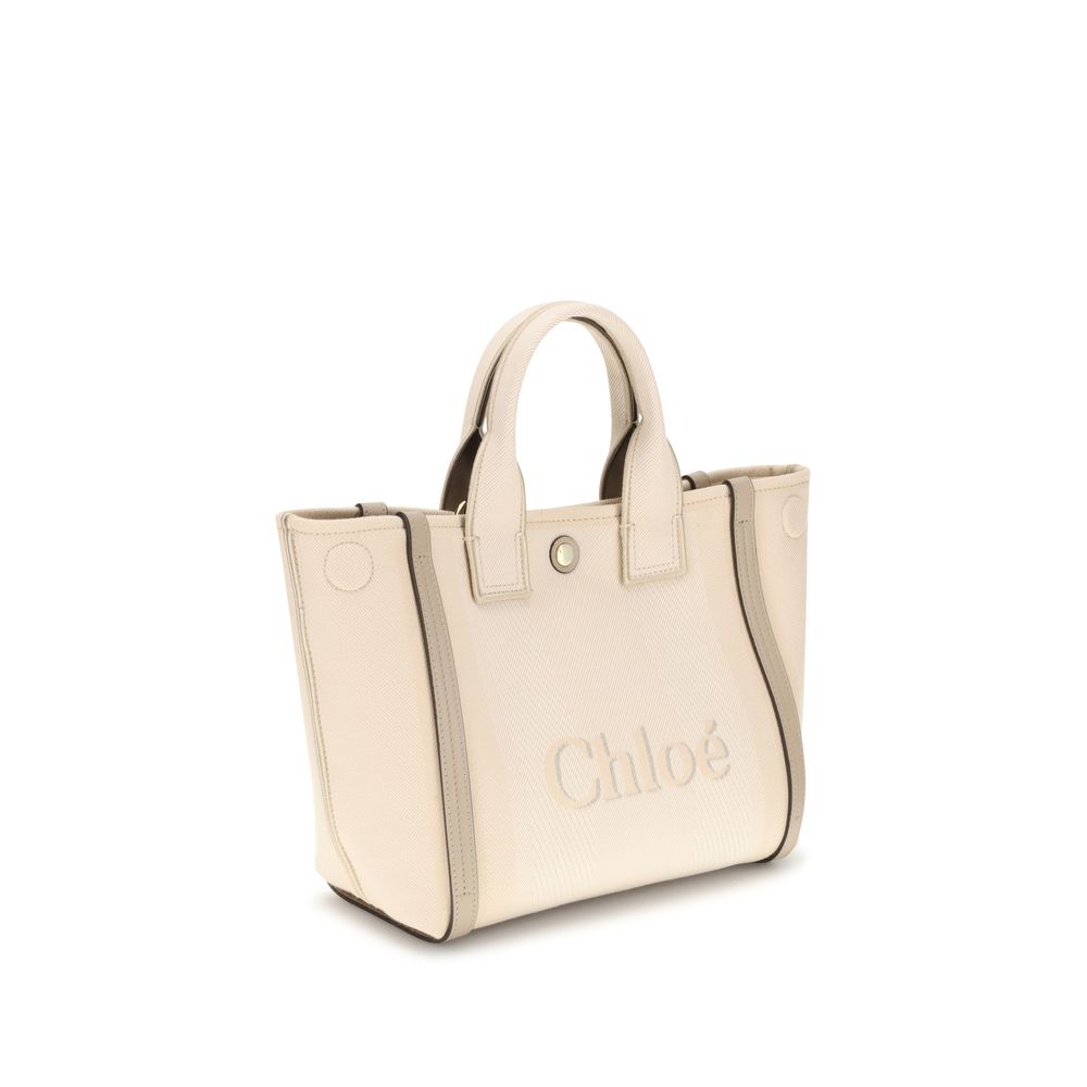 Beige Cotton Tote Bag with Leather Accents by Chloé