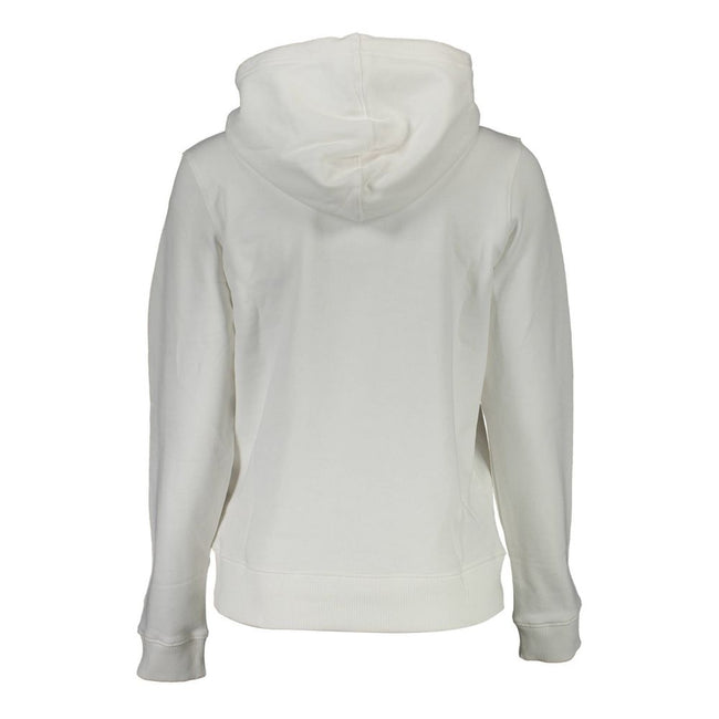 White Cotton Women SweaterUnleash the essence of modern luxury with this Calvin Klein hoodie, crafted for those who dare to stand out. A perfect blend of comfort and high-fashion flair, this long-sleeved sweatshirt features a bold print and the iconic log