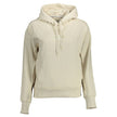 Beige Cotton Women SweaterElevate your casual wardrobe with the Calvin Klein long-sleeved sweatshirt, a perfect blend of comfort and high-fashion. This chic beige piece features a cozy hood, convenient pockets, and is adorned with a distinctive print and