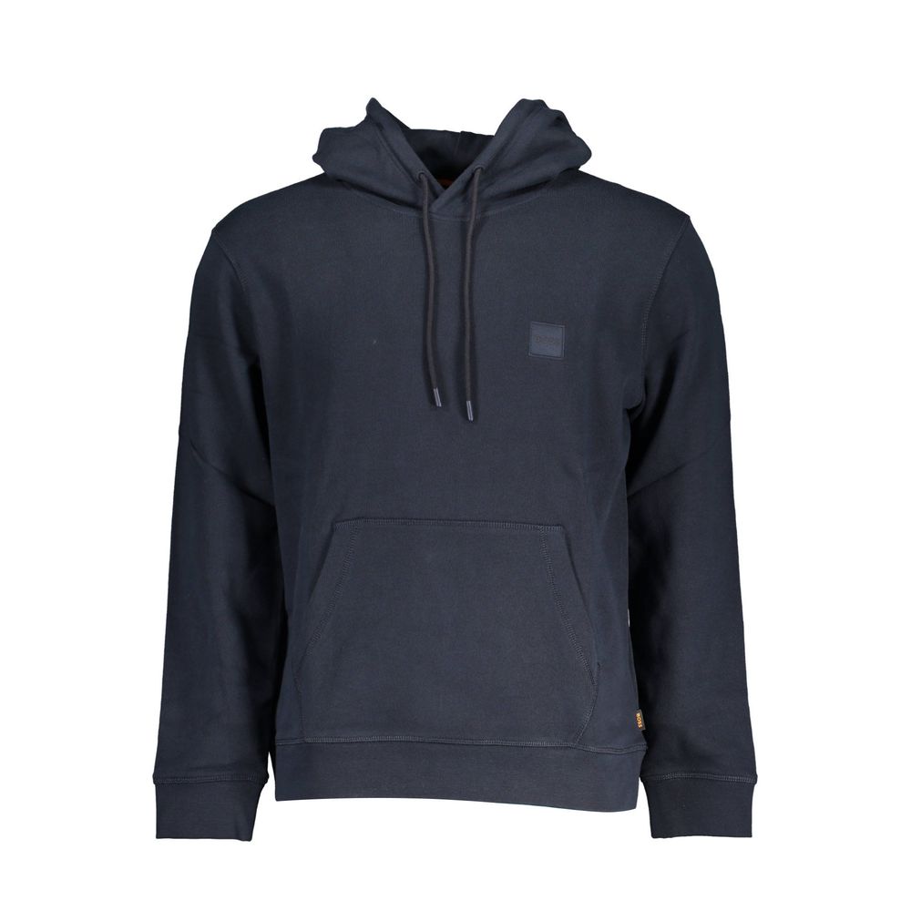 Blue Cotton Men SweaterDiscover the epitome of urban chic in this Hugo Boss hooded sweatshirt. Tailored for the modern trendsetter, this piece flaunts the iconic logo with sophisticated flair, complemented by a sleek central pocket. Crafted from sumptuous