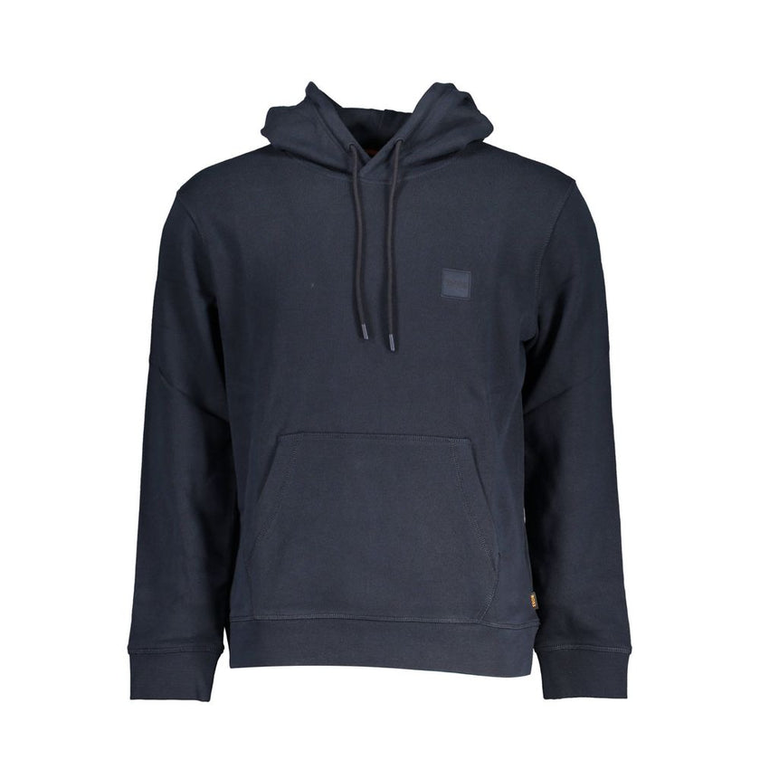 Blue Cotton Men SweaterDiscover the epitome of urban chic in this Hugo Boss hooded sweatshirt. Tailored for the modern trendsetter, this piece flaunts the iconic logo with sophisticated flair, complemented by a sleek central pocket. Crafted from sumptuous