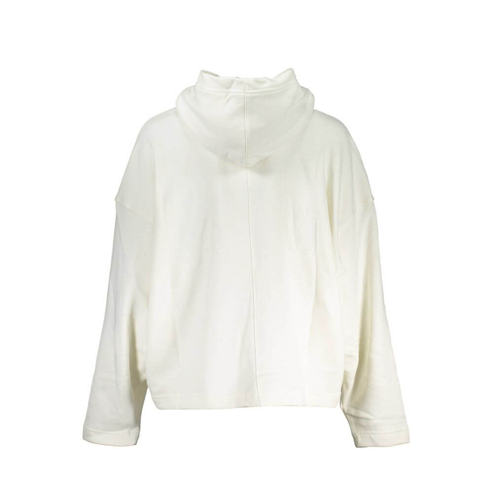 White Cotton Women SweaterElevate your casual-chic repertoire with this stunning Calvin Klein hoodie, a seamless blend of comfort and high-fashion. A true statement piece that boasts intricate embroidery and a bold logo print that epitomizes the brand’s u