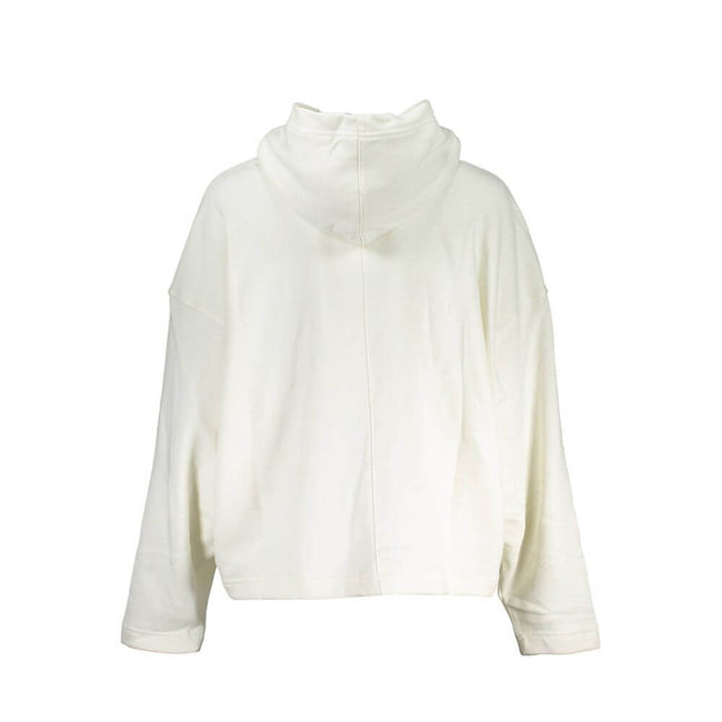 White Cotton Women SweaterElevate your casual-chic repertoire with this stunning Calvin Klein hoodie, a seamless blend of comfort and high-fashion. A true statement piece that boasts intricate embroidery and a bold logo print that epitomizes the brand’s u
