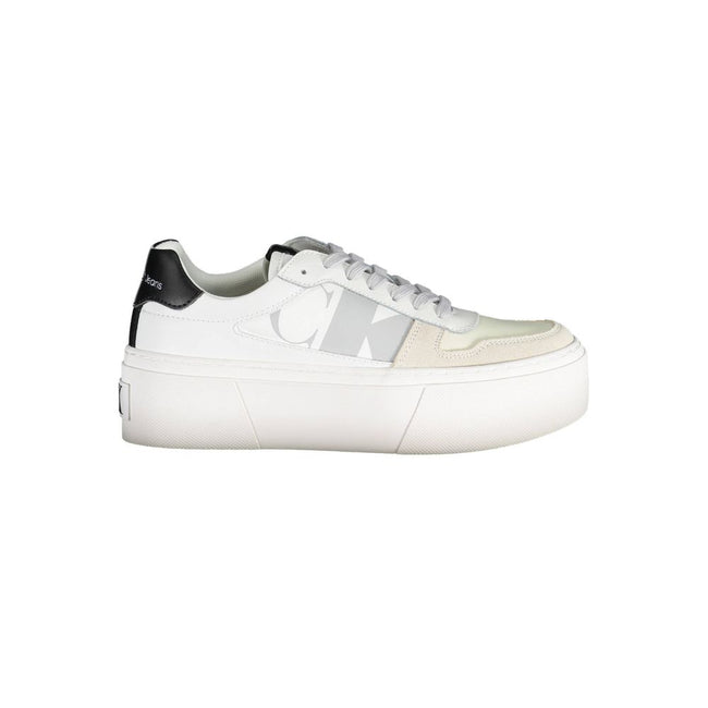 White Polyester Sneakersports shoe with laces, 5 cm platform, contrasting details, print, logoWhite Polyester Sneaker${tagsCalvin KleinAulae White Polyester Sneaker Calvin KleinAulae White Polyester Sneaker sports shoe with laces, 5 cm platform, contrasti