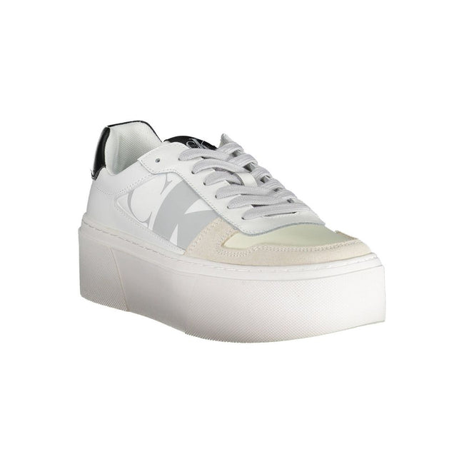 White Polyester Sneakersports shoe with laces, 5 cm platform, contrasting details, print, logoWhite Polyester Sneaker${tagsCalvin KleinAulae White Polyester Sneaker Calvin KleinAulae White Polyester Sneaker sports shoe with laces, 5 cm platform, contrasti