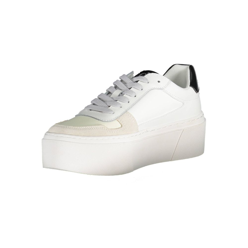 White Polyester Sneakersports shoe with laces, 5 cm platform, contrasting details, print, logoWhite Polyester Sneaker${tagsCalvin KleinAulae White Polyester Sneaker Calvin KleinAulae White Polyester Sneaker sports shoe with laces, 5 cm platform, contrasti