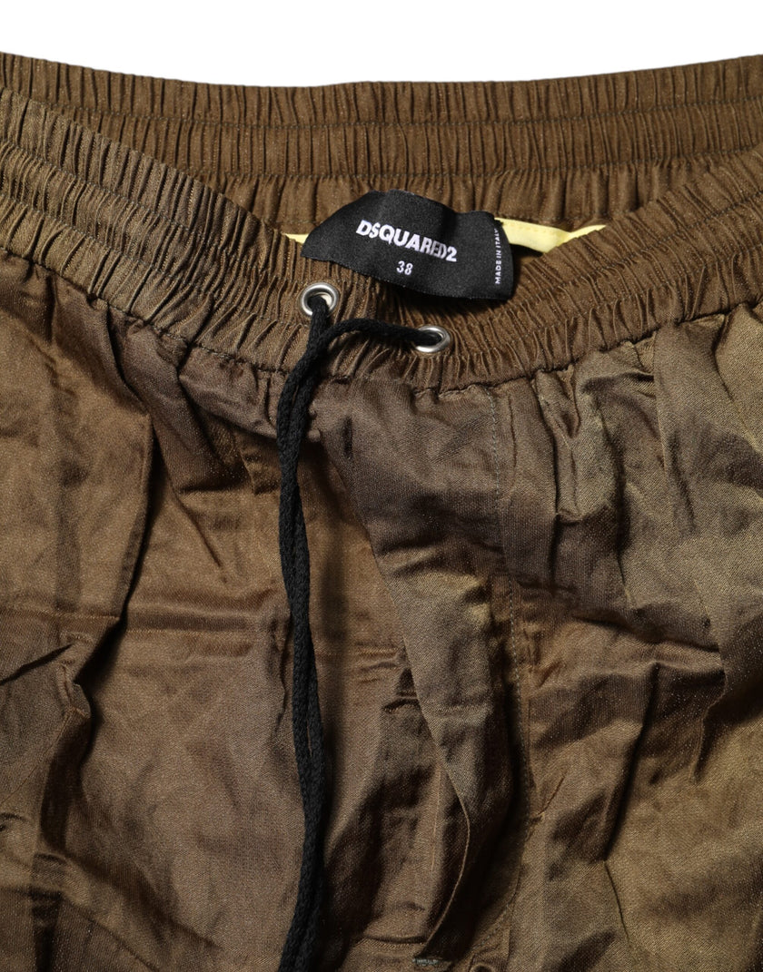 Brown Mid Waisted Women Sweatpants PantsDSQUARED2 Gorgeous brand new, 100% Authentic DSQUARED2 sweatpants. Model: Mid Waist Sweatpants Color: Brown Material: 58% Cotton 32% Nylon 10% Metallic Fiber Zipper closure Logo detailsBrown Mid Waisted Women Sweatp
