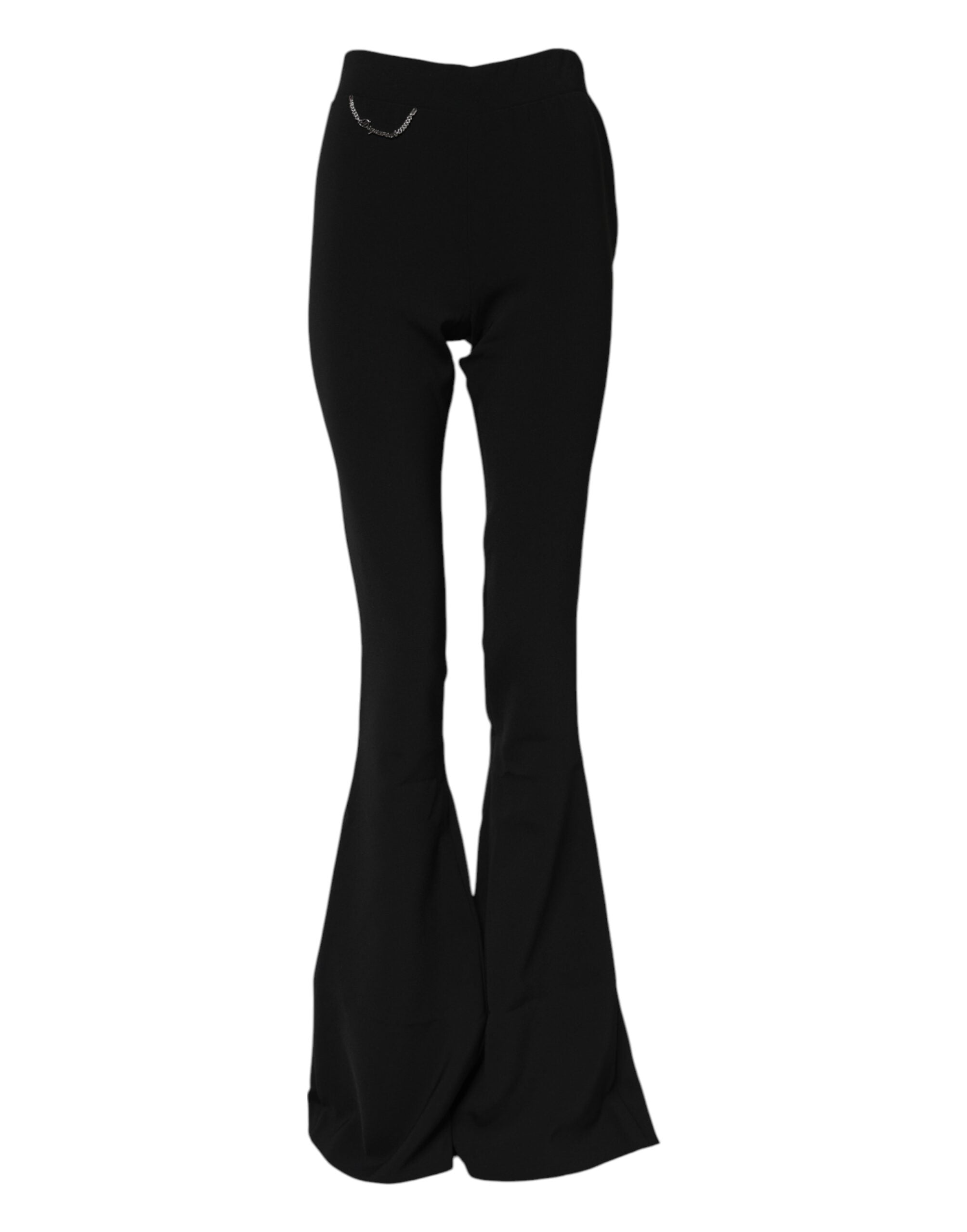 Black Synthetic High Waisted Boot Cut Pants