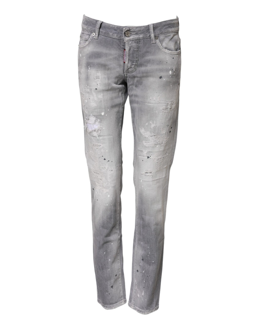 Gray Washed Mid Waist Tapered Denim JeansDSQUARED2 Gorgeous brand new, 100% Authentic DSQUARED2 denim jeans. Model: Mid Waist Jeans Color: Gray Washed Material: 98% Cotton 2% Elastane Button closure Logo detailsGray Washed Mid Waist Tapered Denim Jeans${t