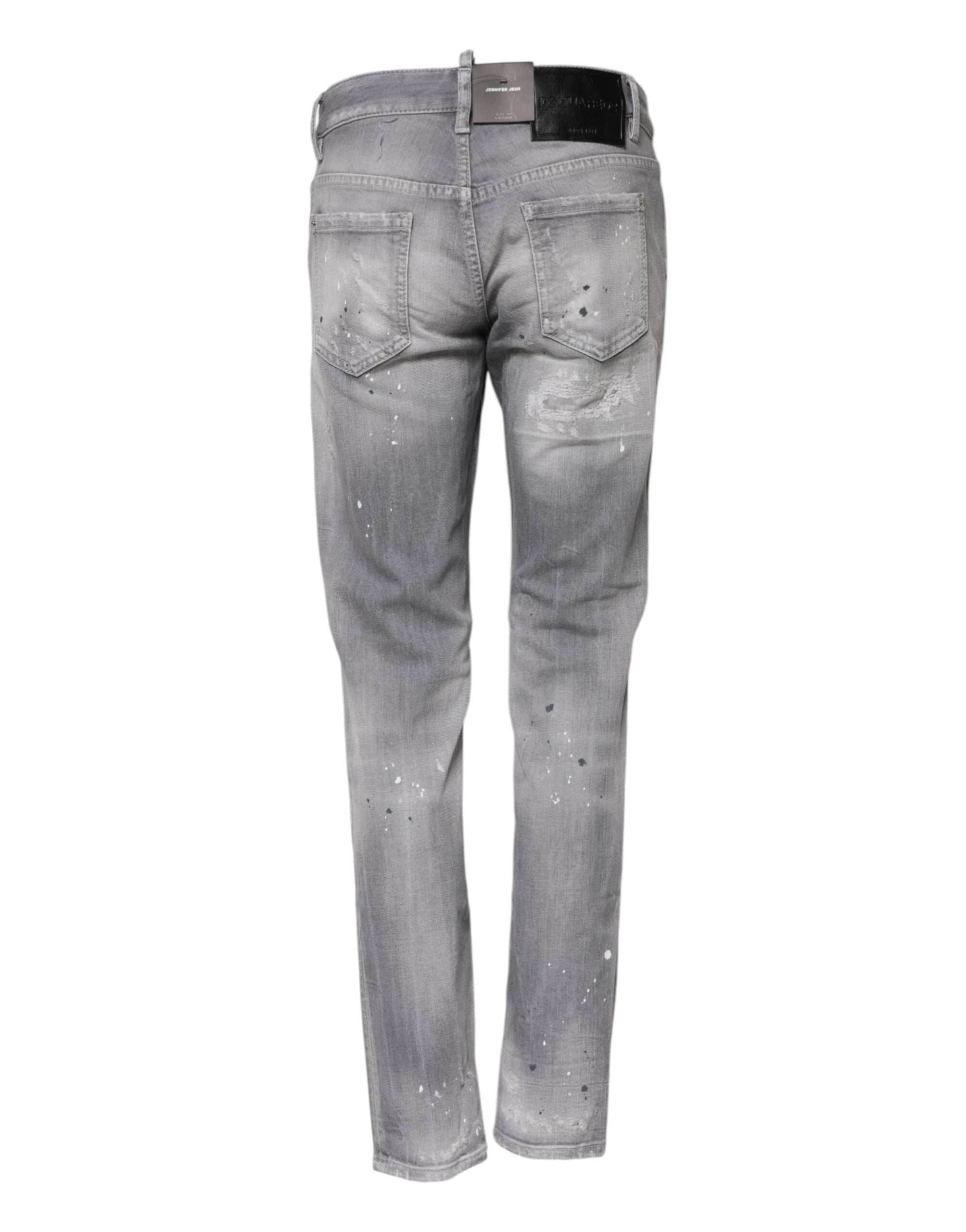 Jean en denim fuselé Dsquared² gris délavé à taille mi-haute