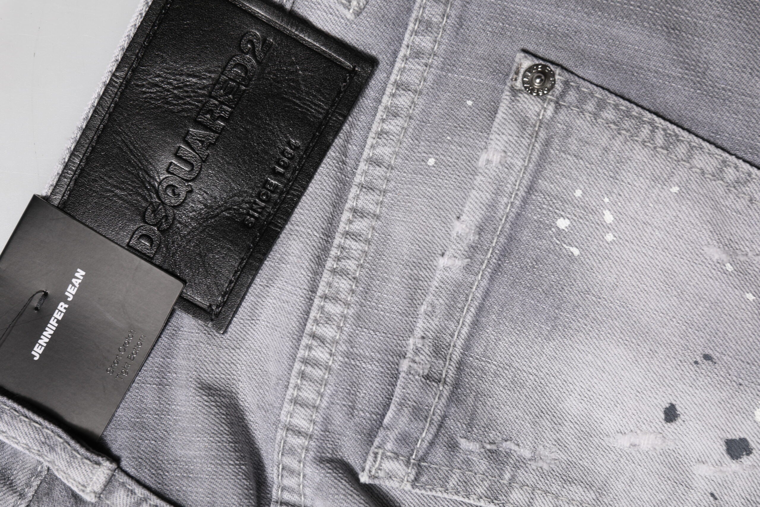 Jean en denim fuselé Dsquared² gris délavé à taille mi-haute