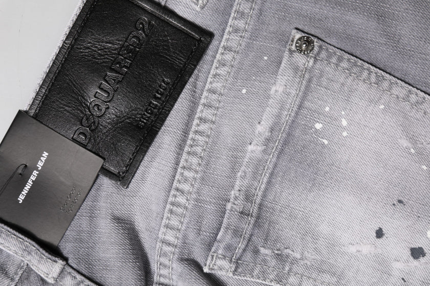 Gray Washed Mid Waist Tapered Denim JeansDSQUARED2 Gorgeous brand new, 100% Authentic DSQUARED2 denim jeans. Model: Mid Waist Jeans Color: Gray Washed Material: 98% Cotton 2% Elastane Button closure Logo detailsGray Washed Mid Waist Tapered Denim Jeans${t