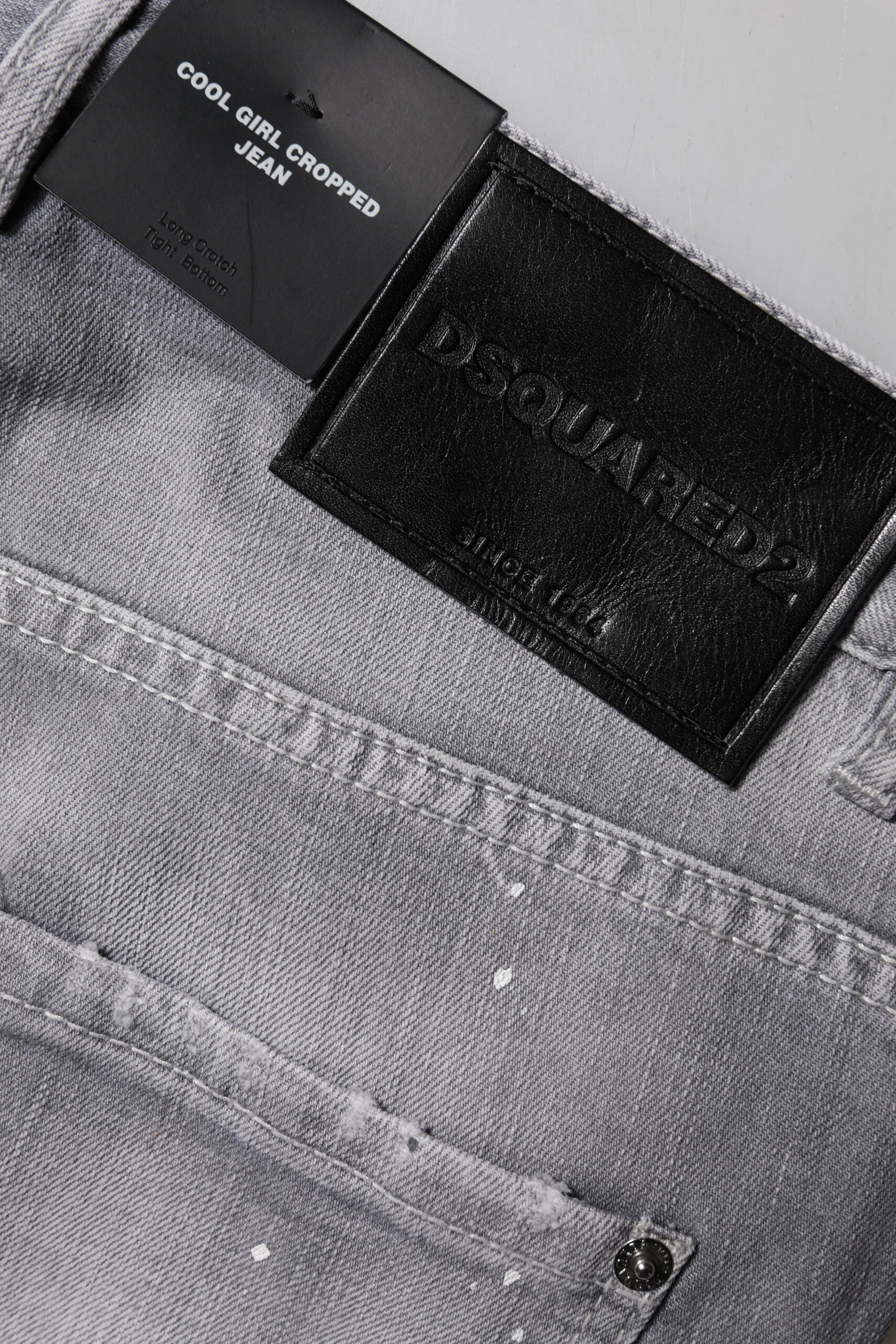 Gray Cotton Mid Waist Tapered Jeans