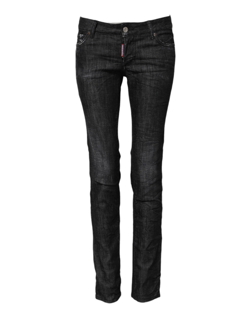 Black Cotton Low Waist Skinny Denim JeansDSQUARED2 Gorgeous brand new, 100% Authentic DSQUARED2 skinny denim jeans. Model: Low Waist Jeans Color: Black Material: 98% Cotton 2% Elastane Button closure Logo detailsBlack Cotton Low Waist Skinny Denim Jeans${