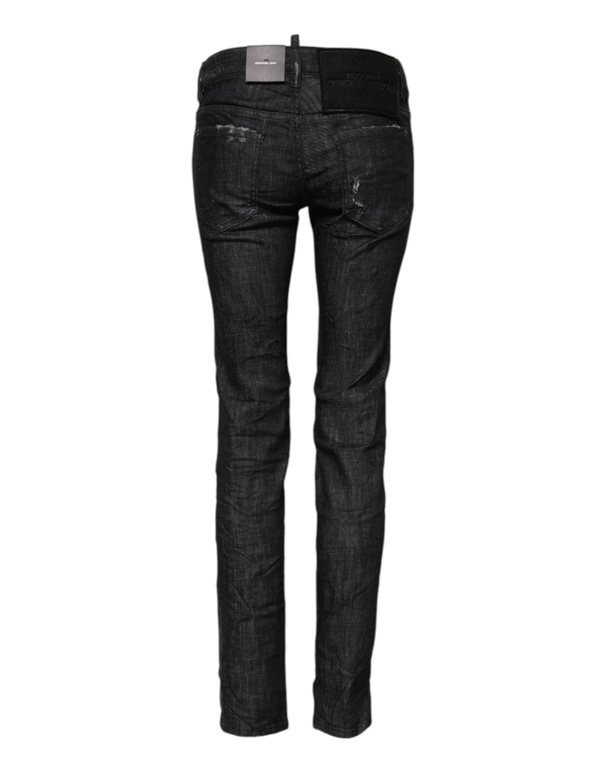 Schwarze Low Waist Skinny Jeans aus Baumwolle von DSQUARED2