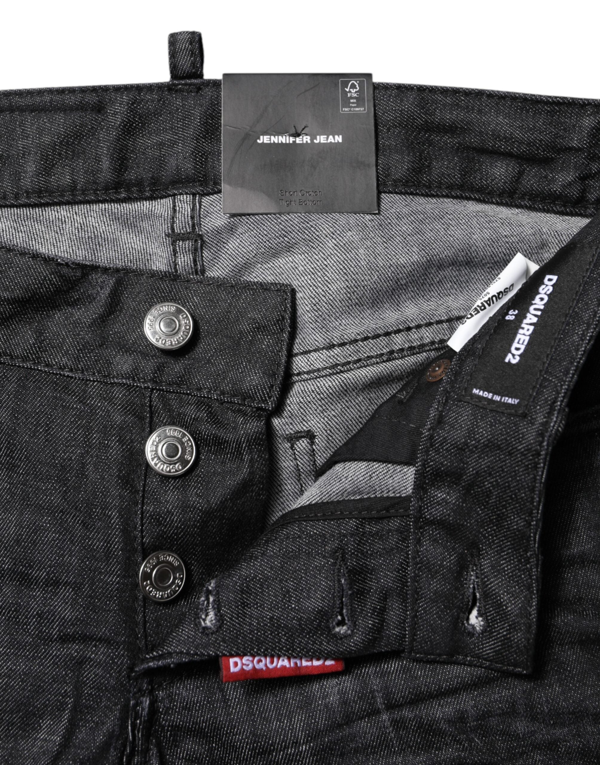 Schwarze Low Waist Skinny Jeans aus Baumwolle von DSQUARED2