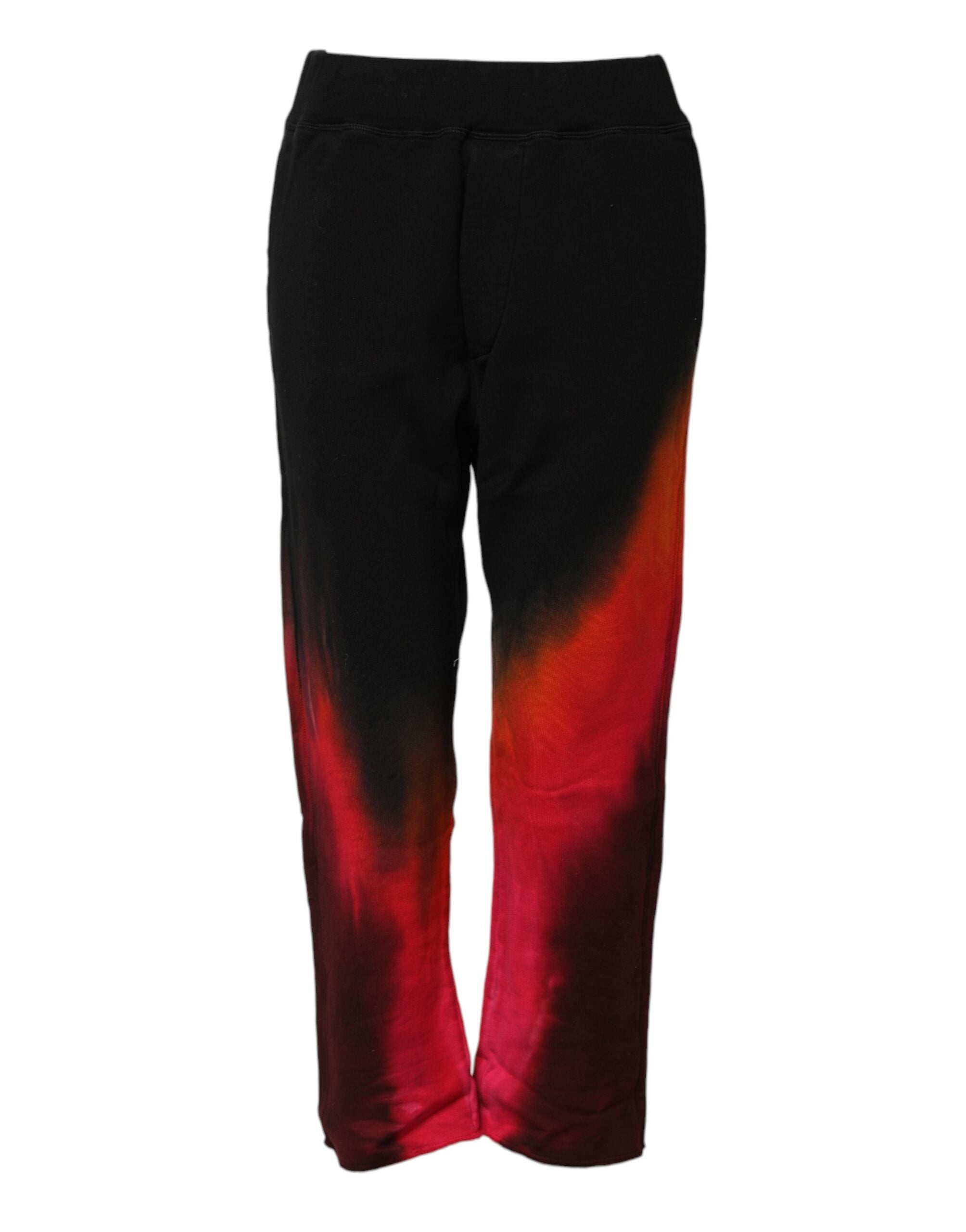 Black Red Cotton Straight Fit Jogger PantsDSQUARED2 Gorgeous brand new, 100% Authentic DSQUARED2 straight jogger pants. Model: Mid Waist Pants Color: Black, Red Material: 100% Cotton Logo details Made in ItalyBlack Red Cotton Straight Fit Jogger Pants${ta