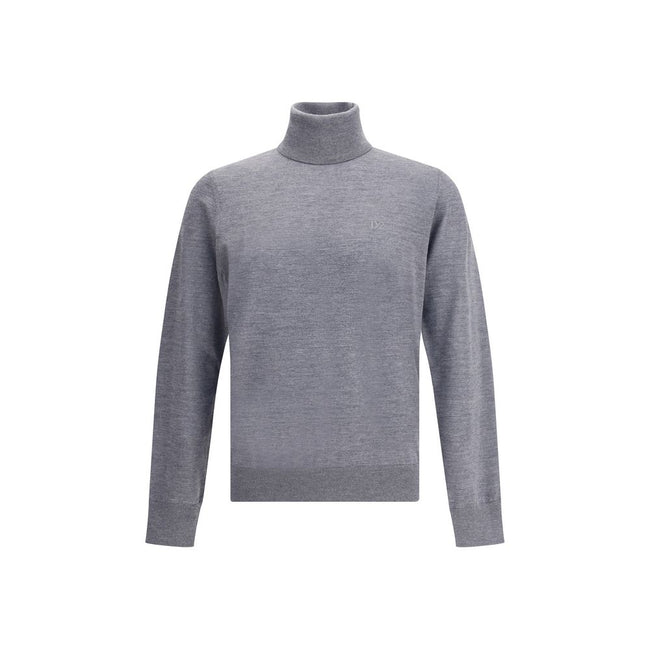 Gray Fleece Wool TurtleneckVirgin wool turtleneck Sweater by Dsquared2 features a soft high collar that can be turned up as desired. Ribbed cuffs and hem ensure a snug and comfortable fit. The front is embellished with the iconic tone-on-tone embroidered
