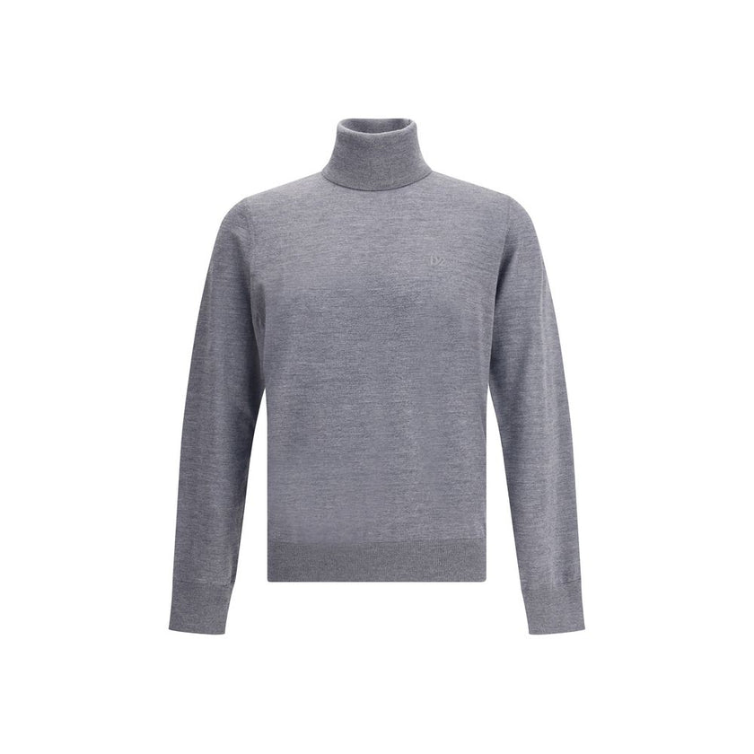 Gray Fleece Wool TurtleneckVirgin wool turtleneck Sweater by Dsquared2 features a soft high collar that can be turned up as desired. Ribbed cuffs and hem ensure a snug and comfortable fit. The front is embellished with the iconic tone-on-tone embroidered