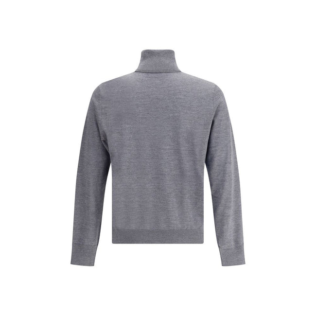 Gray Fleece Wool TurtleneckVirgin wool turtleneck Sweater by Dsquared2 features a soft high collar that can be turned up as desired. Ribbed cuffs and hem ensure a snug and comfortable fit. The front is embellished with the iconic tone-on-tone embroidered