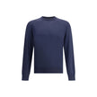 Blue Fleece Wool SweatshirtVirgin wool Sweater by Dsquared2 features a ribbed crew neck for optimal comfort. It features the iconic D2 logo embroidered on the front, adding a distinctive detail. Ribbed cuffs and hem complete the garment for a snug and nea