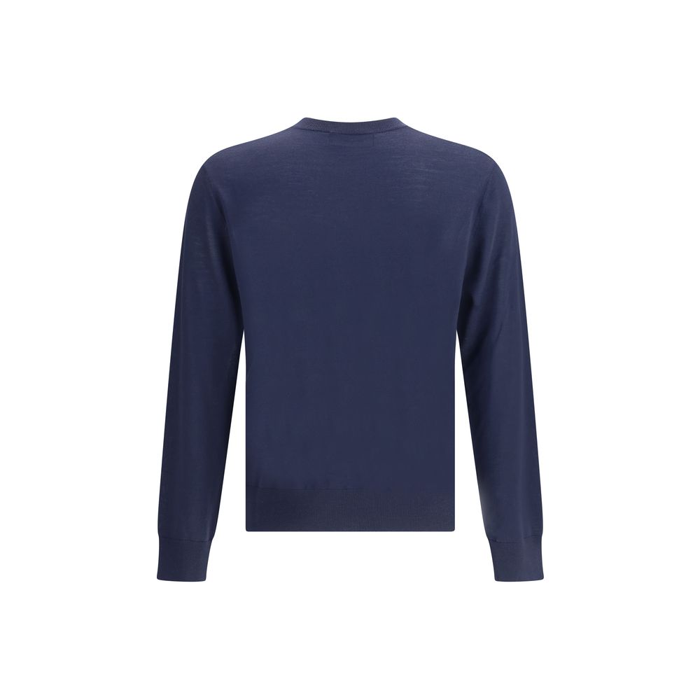 Blue Fleece Wool SweatshirtVirgin wool Sweater by Dsquared2 features a ribbed crew neck for optimal comfort. It features the iconic D2 logo embroidered on the front, adding a distinctive detail. Ribbed cuffs and hem complete the garment for a snug and nea