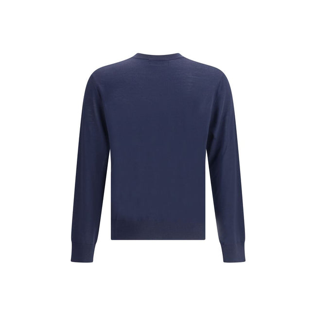 Blue Fleece Wool SweatshirtVirgin wool Sweater by Dsquared2 features a ribbed crew neck for optimal comfort. It features the iconic D2 logo embroidered on the front, adding a distinctive detail. Ribbed cuffs and hem complete the garment for a snug and nea