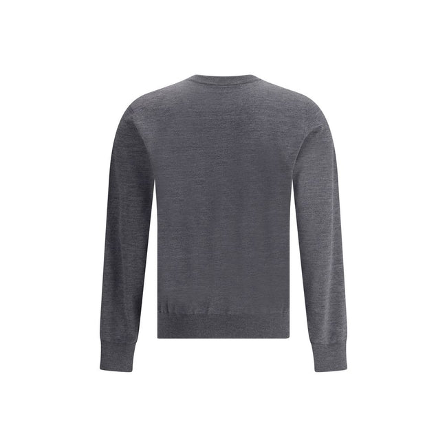 Gray Fleece Wool SweatshirtVirgin wool Sweater by Dsquared2 features a ribbed crew neck for optimal comfort. It features the iconic D2 logo embroidered on the front, adding a distinctive detail. Ribbed cuffs and hem complete the garment for a snug and nea