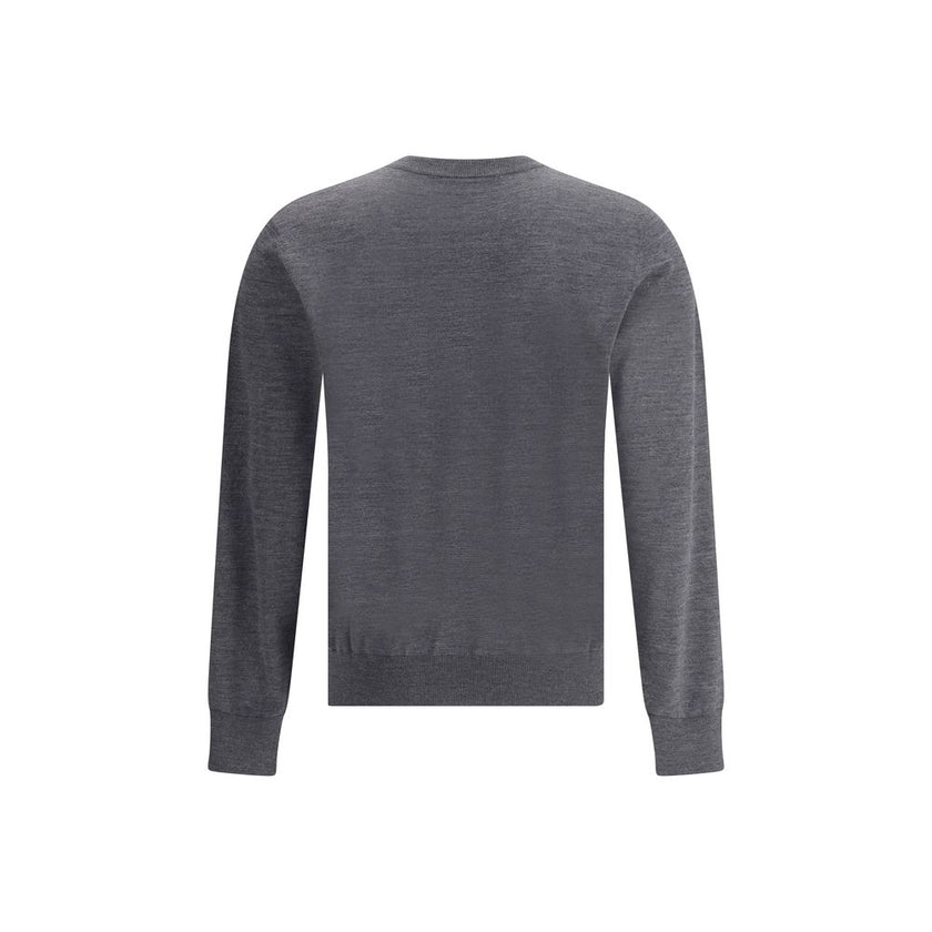 Gray Fleece Wool SweatshirtVirgin wool Sweater by Dsquared2 features a ribbed crew neck for optimal comfort. It features the iconic D2 logo embroidered on the front, adding a distinctive detail. Ribbed cuffs and hem complete the garment for a snug and nea