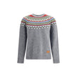 Gray Fleece Wool SweatshirtVirgin wool Sweater by Dsquared2 features a ribbed crew neck and raglan sleeves for comfort and freedom of movement. Ribbed cuffs and hem complete the structure of the garment. The top features a Nordic-style weave, while an app