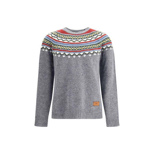 Gray Fleece Wool SweatshirtVirgin wool Sweater by Dsquared2 features a ribbed crew neck and raglan sleeves for comfort and freedom of movement. Ribbed cuffs and hem complete the structure of the garment. The top features a Nordic-style weave, while an app