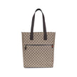Brown Polyester HandbagGucci’s GG canvas Tote Bag is a timeless classic that combines practicality and iconic luxury. Made of the celebrated GG canvas, it is enhanced by elegant dark brown leather trim that outlines its structure. The distinctive green an