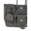 Black Calf Leather Bos Taurus Shoulder BagBalenciaga’s Bel Air medium Shoulder Bag is a spacious and functional accessory with a versatile pouch design. It features two handles for convenient carrying and the Balenciaga Paris logo embossed with silver lam