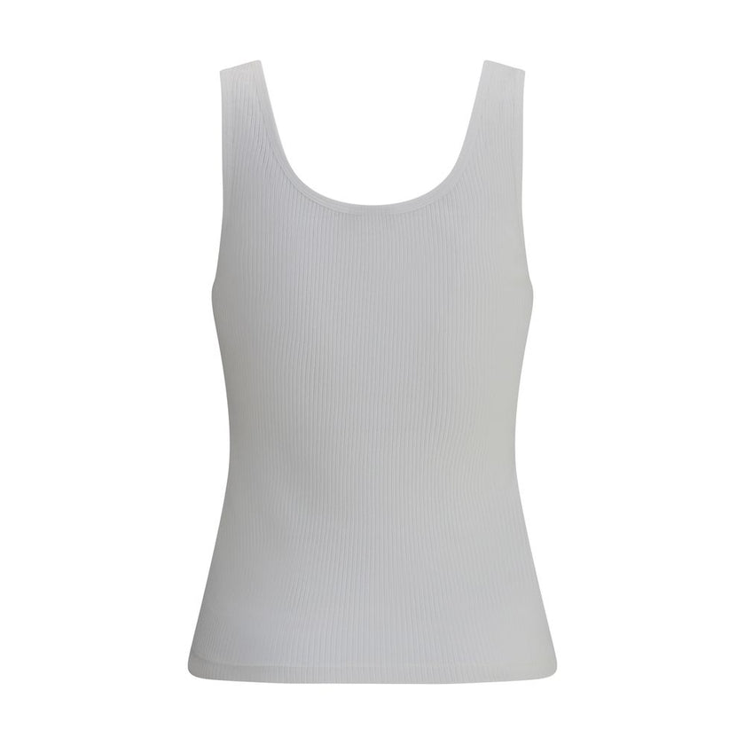 White Cotton TopChloé’s ribbed jersey Top is a versatile and feminine garment. Made of soft ribbed jersey, it offers a comfortable fit that flatters the silhouette. The classic round neckline makes it a passe-partout for a variety of occasions, while a de