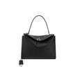 Black Calf Leather Bos Taurus Shoulder BagBalenciaga’s leather Rodeo Shoulder Bag features a top handle for a comfortable and stylish grip. The front closure features a flap and swivel, adding a distinctive and functional detail. Applied keychain detail o
