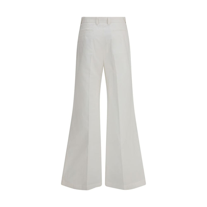 White Cotton Flared PantsChloé’s cotton Pants are a versatile piece with a casual style, perfect for any occasion. They feature a classic five-pocket flare pattern that combines functionality with an iconic, on-trend silhouette. The zip-and-button front c
