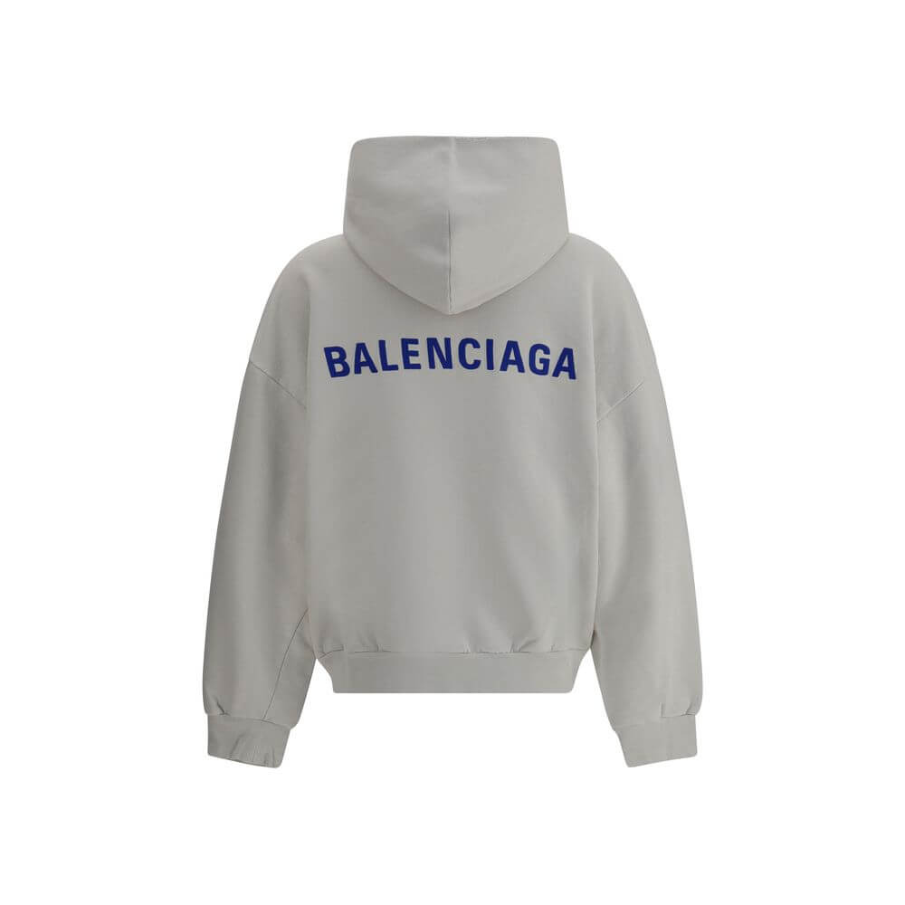 Gray Cotton SweatshirtCotton Hoodie by Balenciaga features a vintage worn-in design. Featuring a double-slider front zipper, it has two patch welt pockets on the front for a practical and functional style. Ribbed cuffs and hem ensure a comfortable, struct