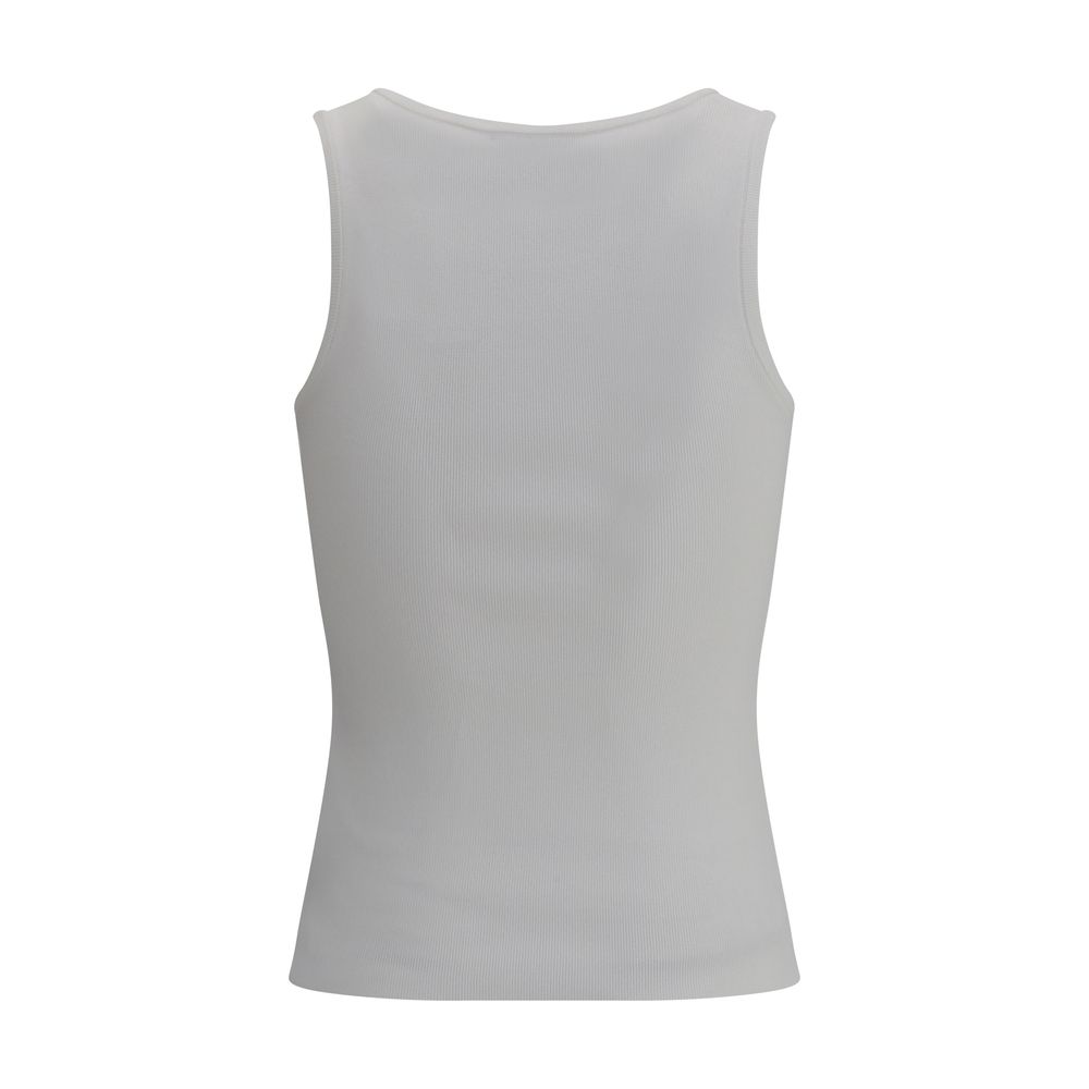 White Viscose TopTop by Balenciaga, featuring the iconic contrast monogram printed on the front. Made of stretch fabric, this style features a slim fit that enhances the silhouette, perfect for modern, minimalist looks. Ideal to wear alone or paired with