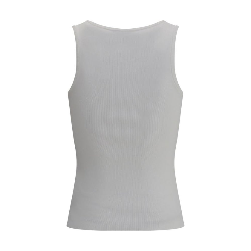 White Viscose TopTop by Balenciaga, featuring the iconic contrast monogram printed on the front. Made of stretch fabric, this style features a slim fit that enhances the silhouette, perfect for modern, minimalist looks. Ideal to wear alone or paired with