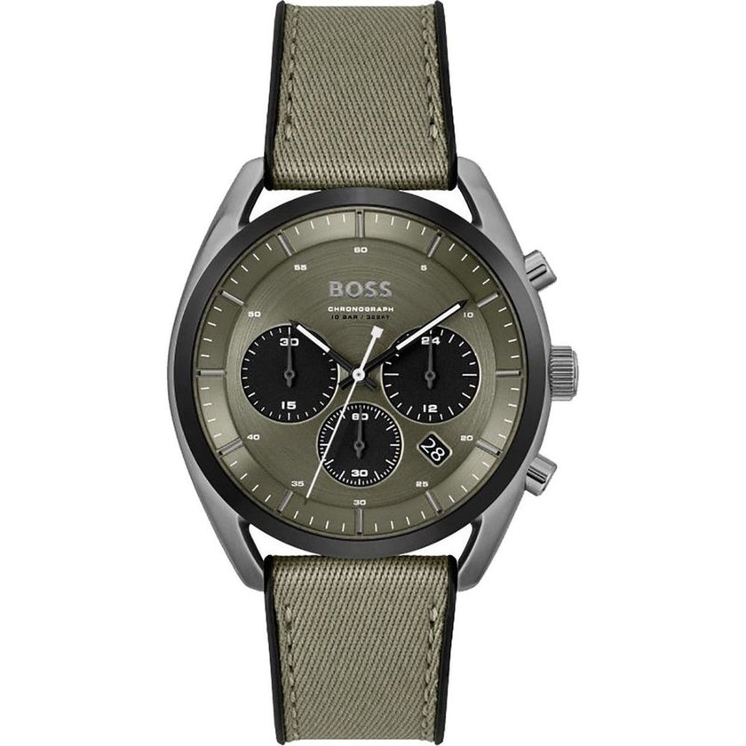 Green Fabric Dress WatchType of mechanism: QUARTZ.Display: ANALOGICAL.Material Of Case: STAINLESS STEEL.Colour Of Case: GREY.Material Of Bracelet: FABRIC.Colour Of Bracelet: GREEN.Dial Colour:GREEN.Glass type: MINERAL.Clousure: BUCKLE.Water resistence: 10