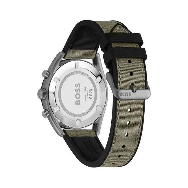 Green Fabric Dress WatchType of mechanism: QUARTZ.Display: ANALOGICAL.Material Of Case: STAINLESS STEEL.Colour Of Case: GREY.Material Of Bracelet: FABRIC.Colour Of Bracelet: GREEN.Dial Colour:GREEN.Glass type: MINERAL.Clousure: BUCKLE.Water resistence: 10