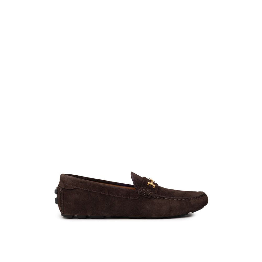 Brown Leather MoccassinBally Brown Suede Loafers with Gold Logo. In brown suede, rounded toe, insole with logo, gold metallic logo applied on the band. Segmented rubber outsole. Size 8-9-10-10.5EU – 41-42.5-44-44.5IT Composition: 100% Leather Internal SKU