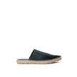 Green Leather EspadrillesBottega Veneta Dark Green Intreccio Lagoon Espadrilles. Pointed toe, open back, light dark green upper with iconic intrecciato motif, woven rope sole, rubber details on the outside. Composition: 100% Leather Internal SKU: 25MG28 B