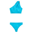 Turquoise Polyamide BikiniTwo Piece Bikini in Turquoise Blue Bottega Veneta. One shoulder top with teardrop opening and metal detail on the shoulder. High briefs with basic line Composition: 100% Polyamide Internal SKU: 25MAR100 Brand SKU: 733473V2LF04073