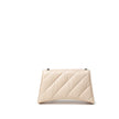 Beige Leather Shoulder BagBalenciaga Small Crush Bag in Beige with Chain. In quilted leather with a wrinkled effect, front closure with covered snap button and metal BB logo. Internal compartment and zip pocket, compartments and metal chain. Composition:
